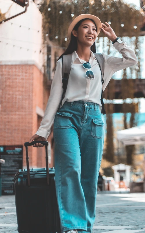 Foto de uma cliente viajando pelo mundo